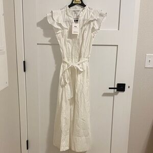 Chic White Ruffle Midi Dress